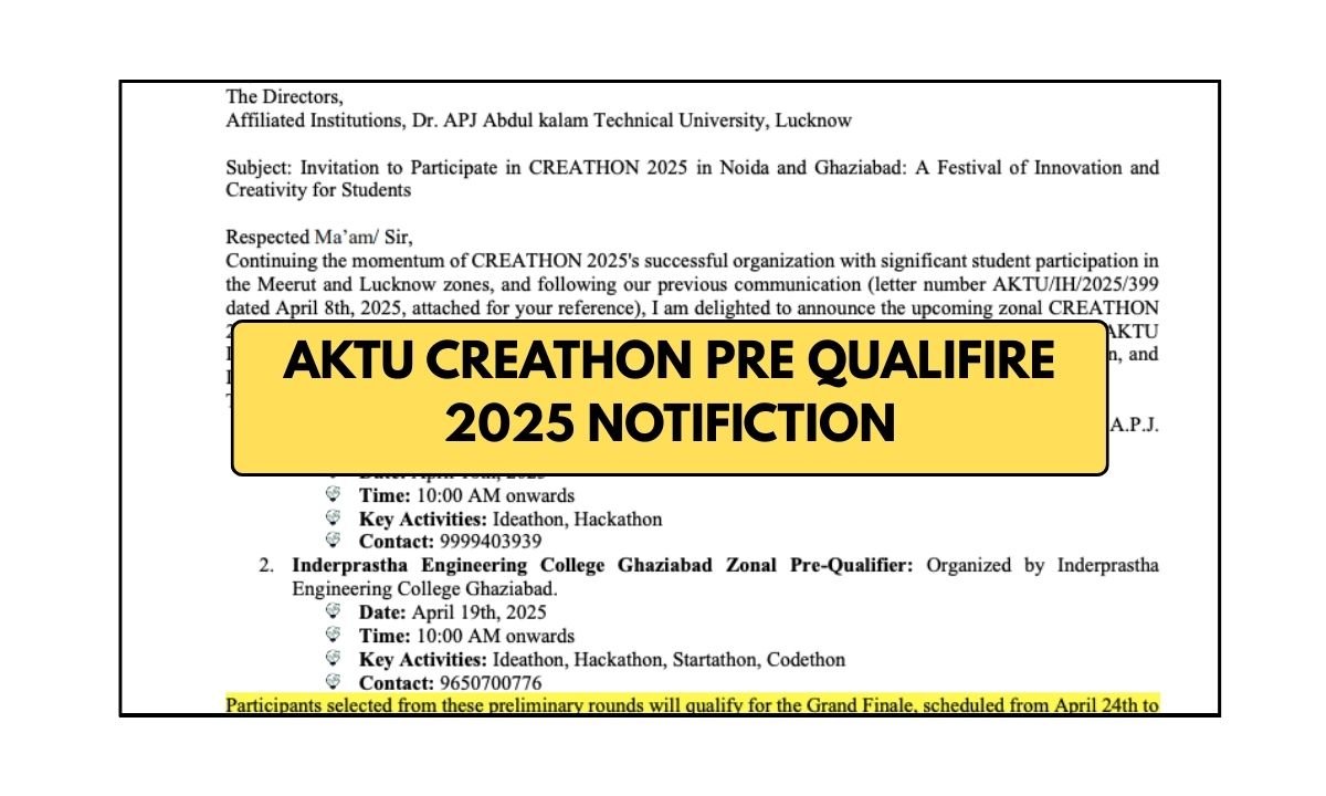 AKTU Creathon Pre Qualifier 2025 Notification