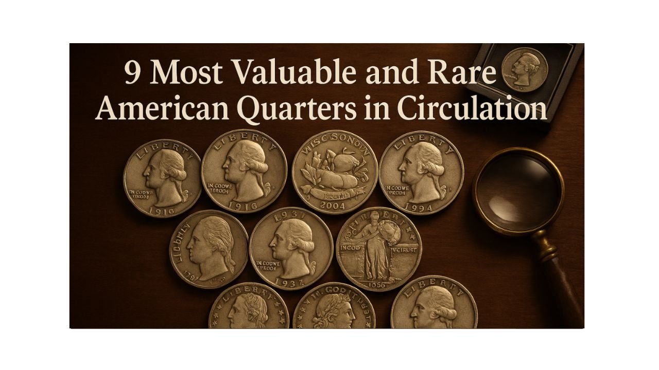 9 Rare American Quarters Worth a Fortune : Quarters are everywhere in the U.S.—tucked into wallets, jingling in pockets, or feeding vending machines. Most are worth exactly 25 cents, but a handful of rare ones can turn that modest value into a small fortune, sometimes fetching thousands or even hundreds of thousands of dollars! What makes these quarters so special? It’s all about their rarity—whether from limited production, historical importance, or quirky minting mistakes. For coin collectors and casual change-checkers alike, these valuable quarters offer a thrilling peek into America’s numismatic past. Let’s dive into the nine most valuable and rare American quarters you might still find in circulation and uncover what drives their incredible worth!