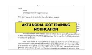 AKTU Nodal From iGOT Training Notification