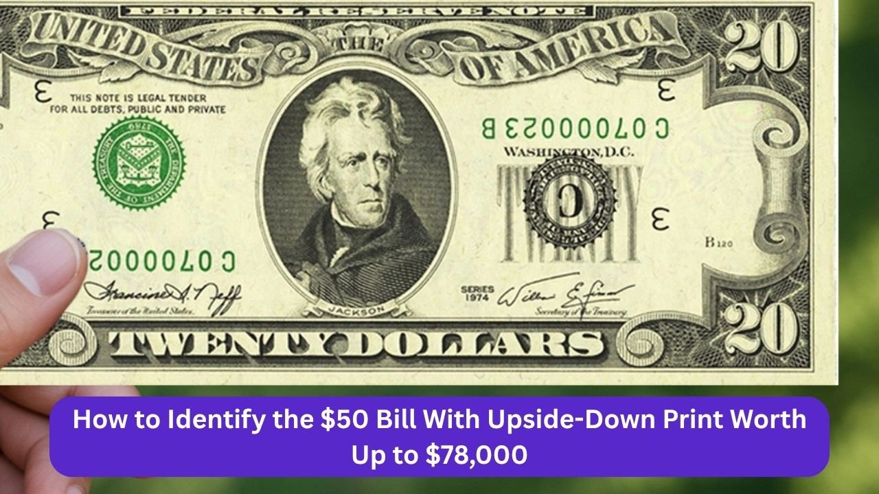 $50 Bill With Upside-Down Print