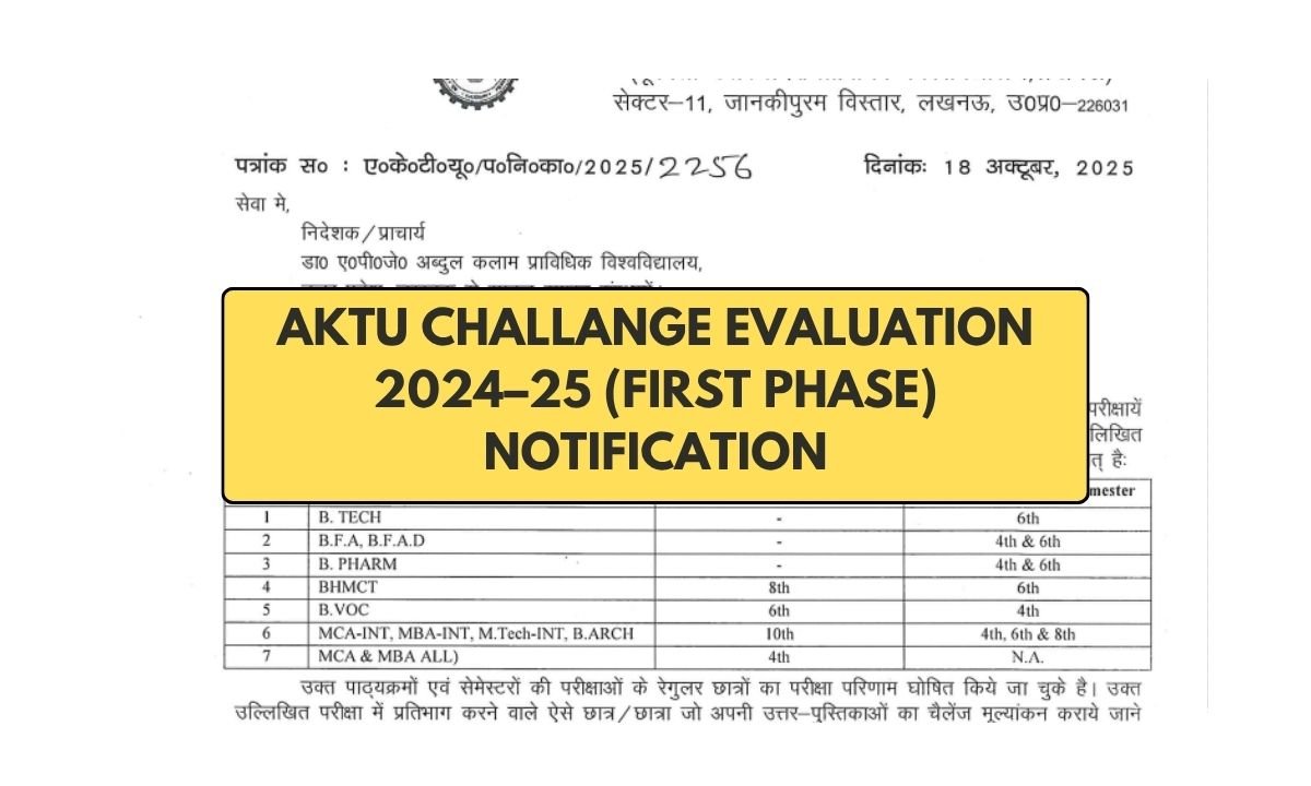 AKTU Challenge Evaluation 2024–25 (First Phase) Notification