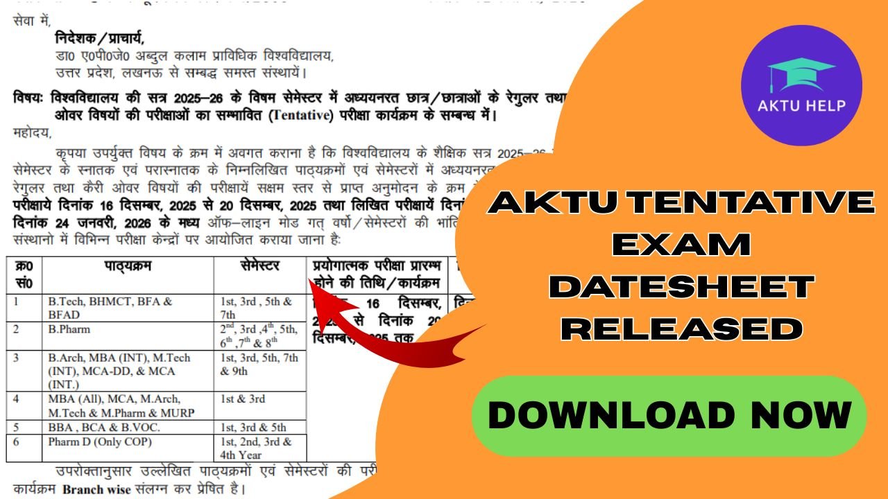 AKTU Tentative Exam Date 2025