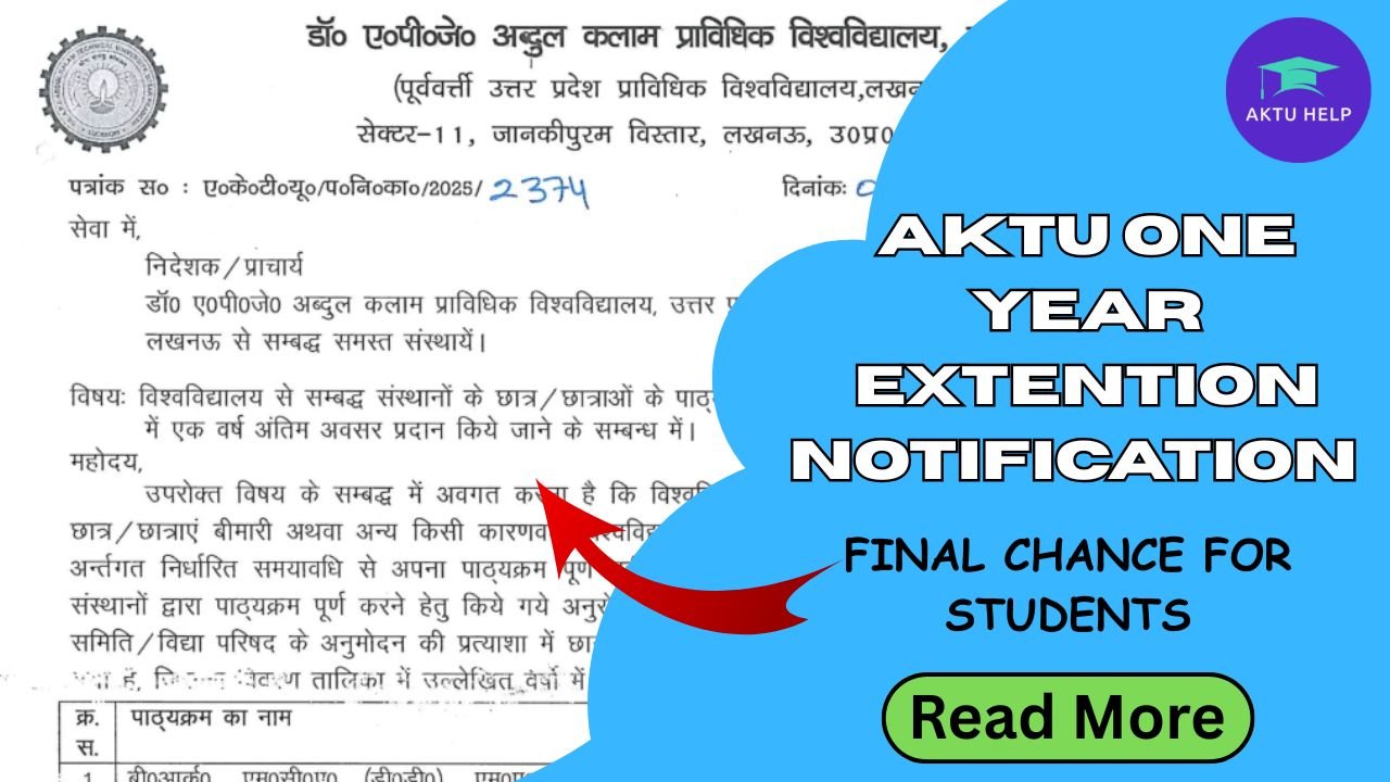 AKTU One Year Extension 2025 Notification