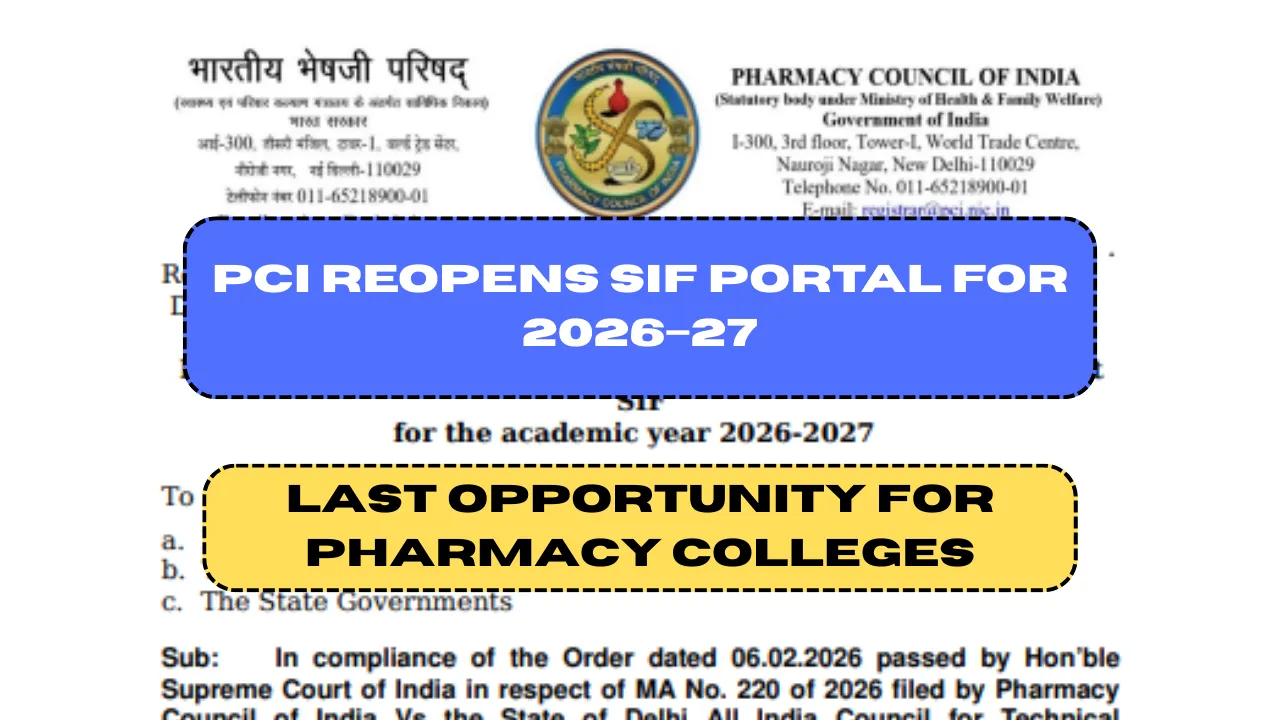 PCI Reopens SIF Portal for 2026–27