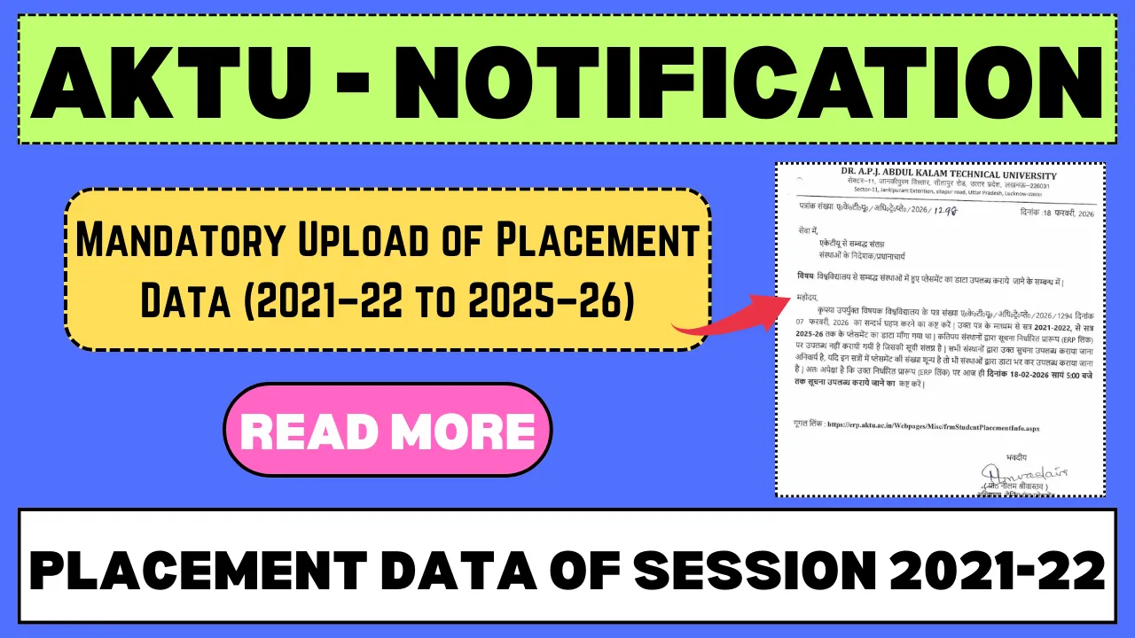 AKTU Notification Regarding Submission of Placement Data
