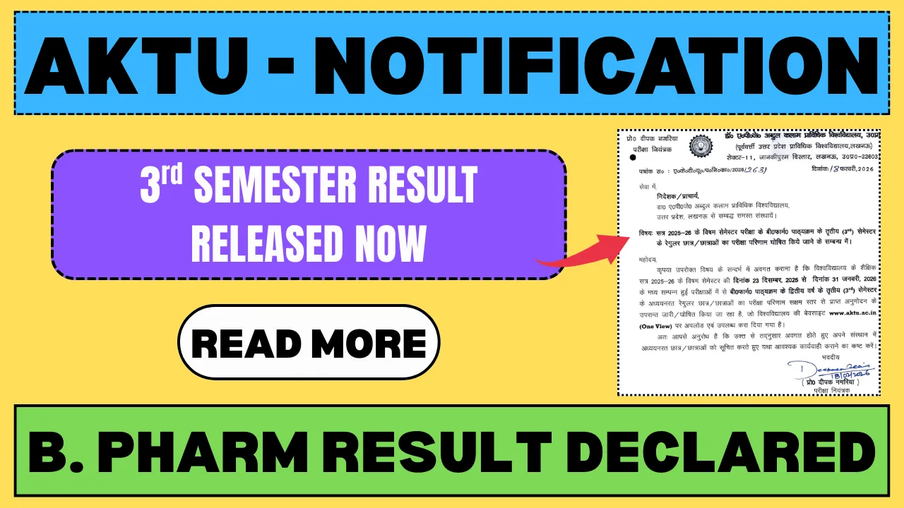 AKTU Releases B. Pharm 3rd Semester Results
