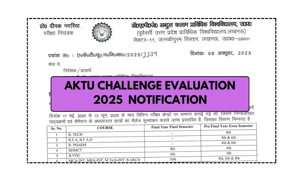 AKTU Challenge Evaluation 2025 Notification