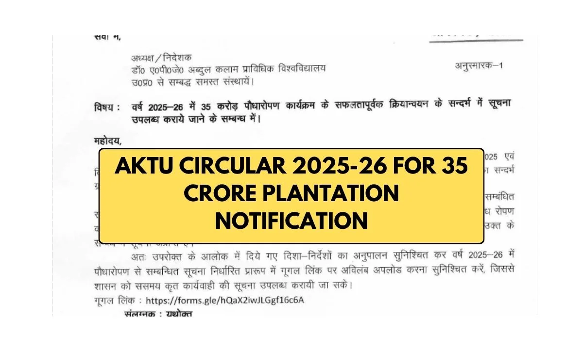 AKTU Circular 2025-26 For 35 Crore Plantation