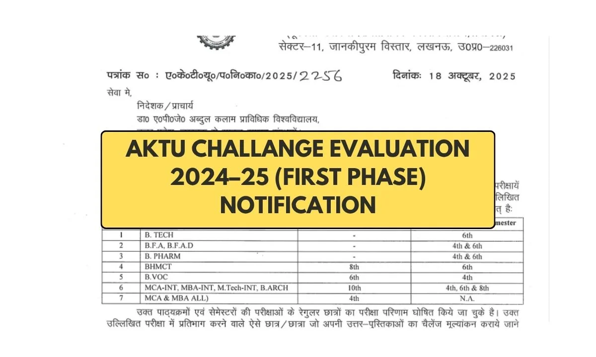 AKTU Challenge Evaluation 2024–25 (First Phase) Notification
